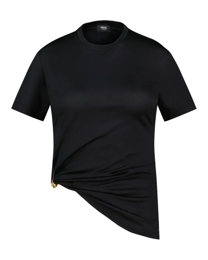 Versace Logo T -Shirt  Cotton Schwarz Black