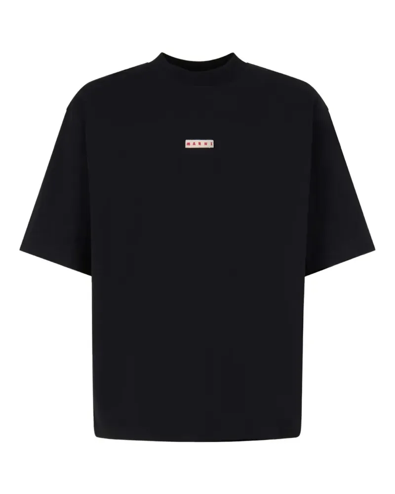 Marni Baumwoll -T -Shirt mit Logodruck Black