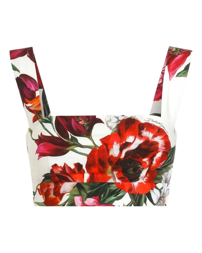 Dolce & Gabbana Blumendruck Baumwolloberteil White