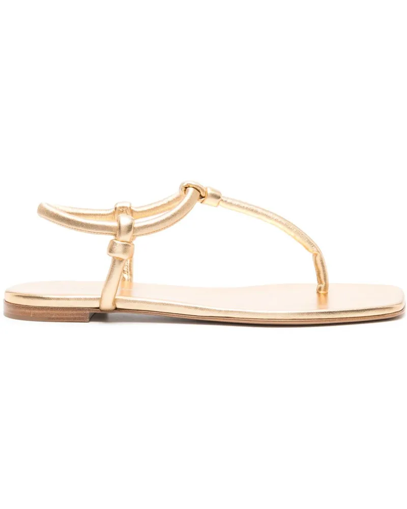 Gianvito Rossi Juno Leder Tanga Sandalen Golden