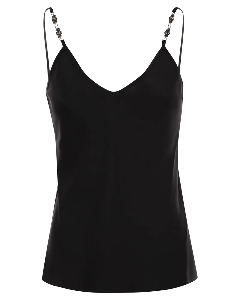 Max Mara Afelio Petticoat Top in Envers Satin Black