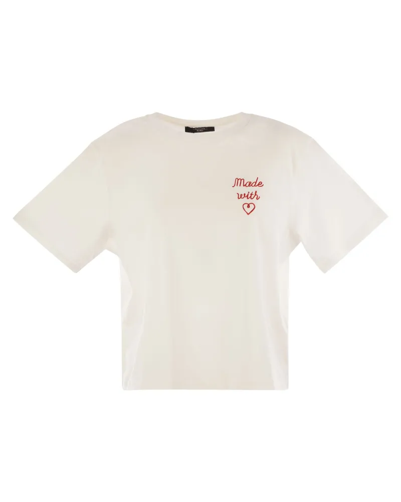 Weekend Max Mara Wochenende Max Mara Acline bedruckte Bio -Baumwoll -T -Shirt White