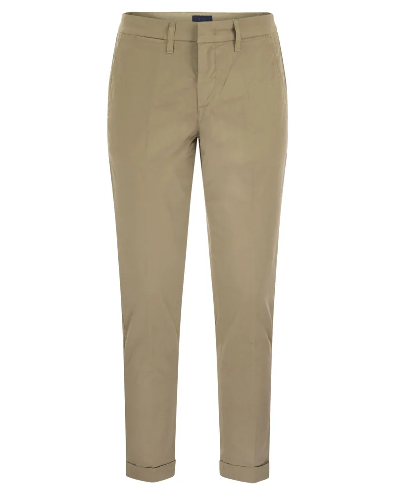 Fay Stretch Gabardine Slim Hose Beige