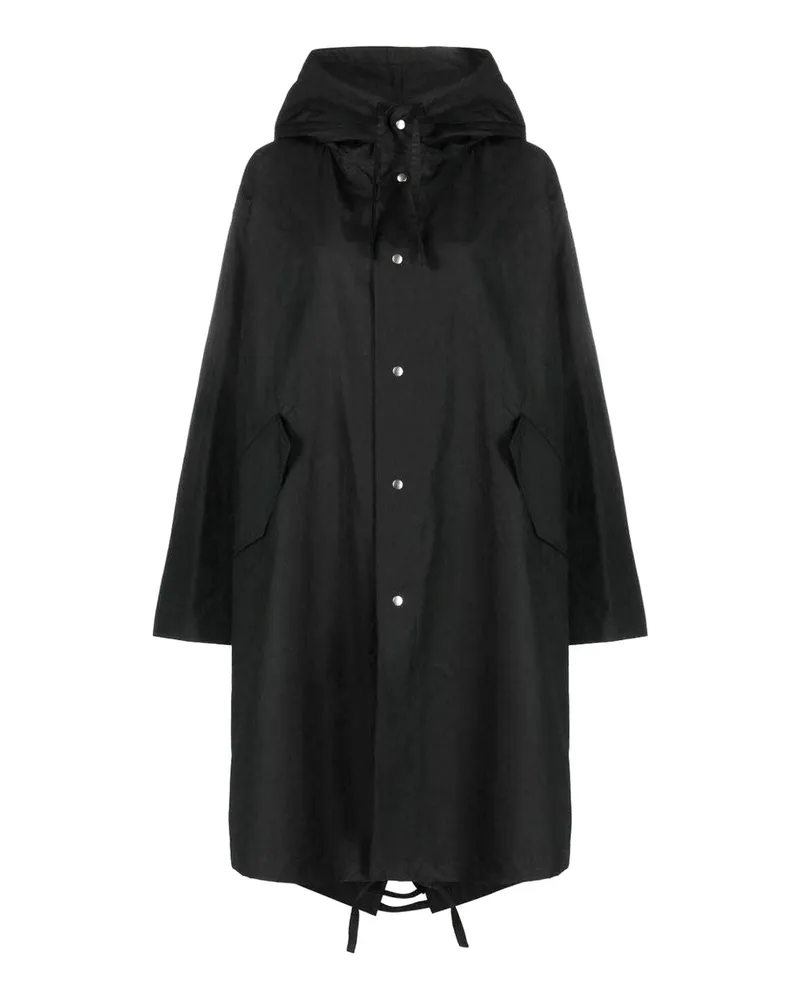 Jil Sander mit mittlerer Länge Baumwoll -Kapuzeparka Black