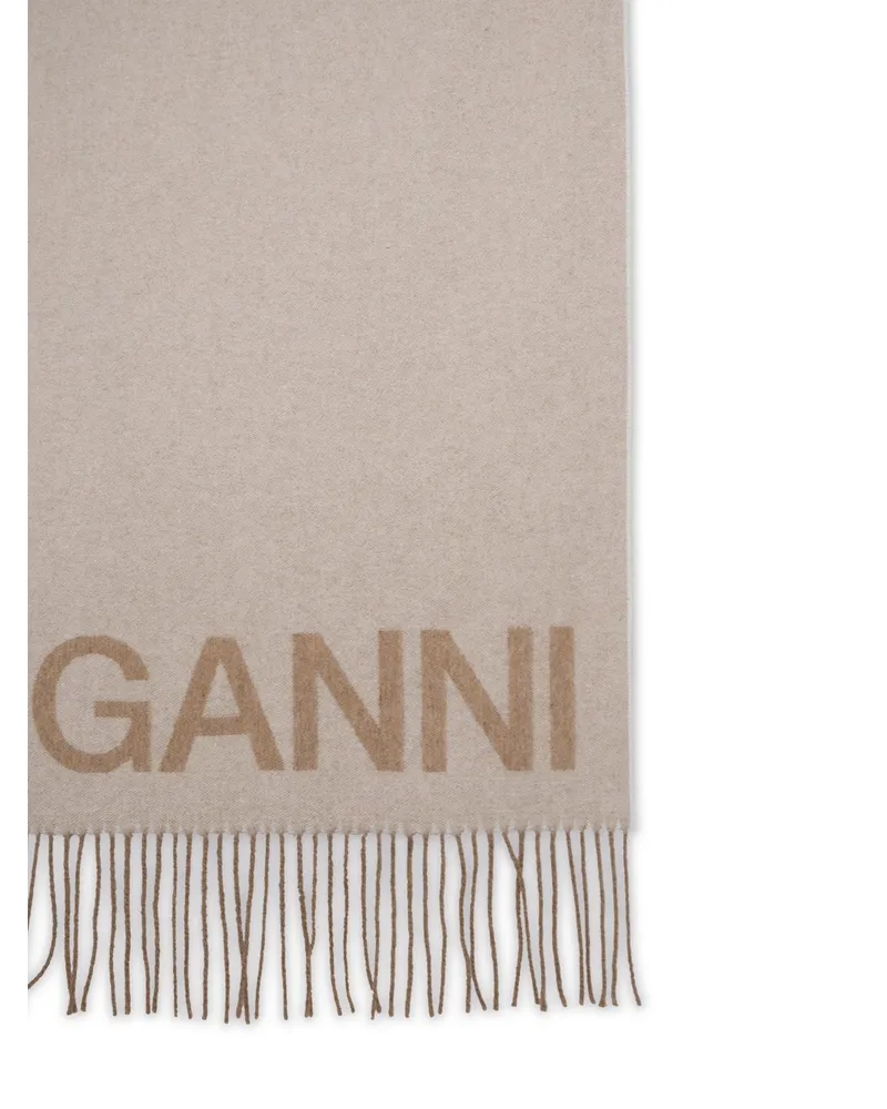 Ganni Beige recycelter Wollschal Beige