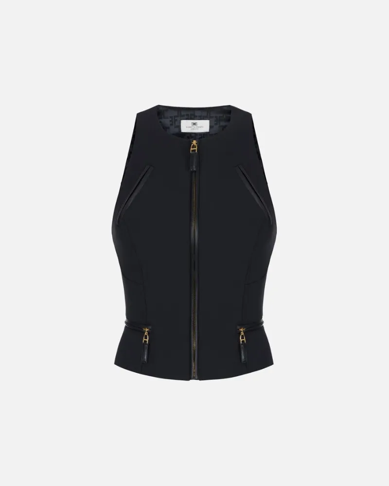 Elisabetta Franchi Top mit Reißverschlussdetails Black