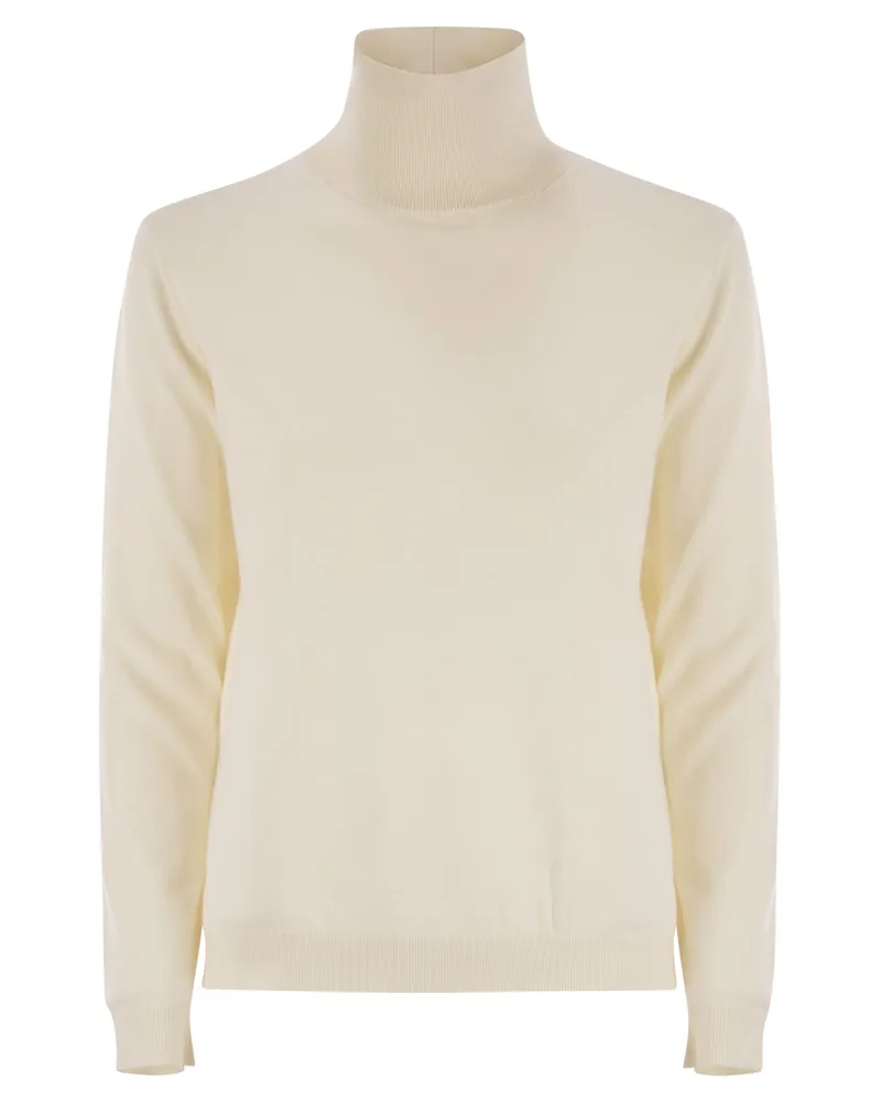 Max Mara Wochenende Max Mara Kiku Rollkragenpullover in Seiden- und Wollgarn Ecru