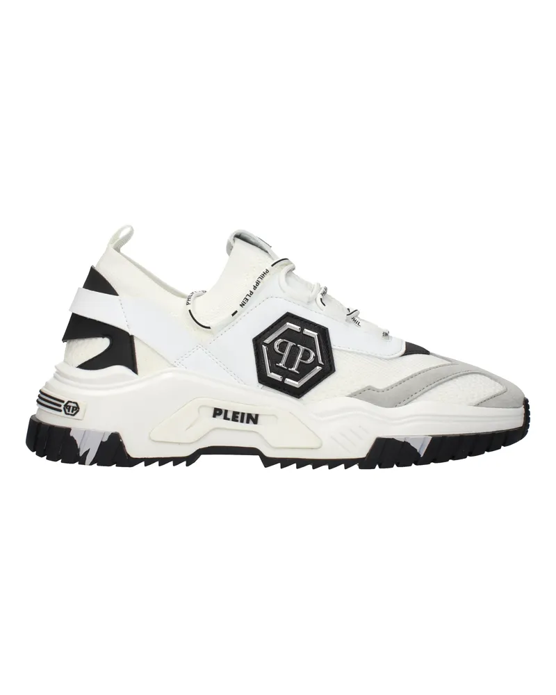 Philipp Plein Herrens Sneakers aus weißem/schwarzem Stoff -