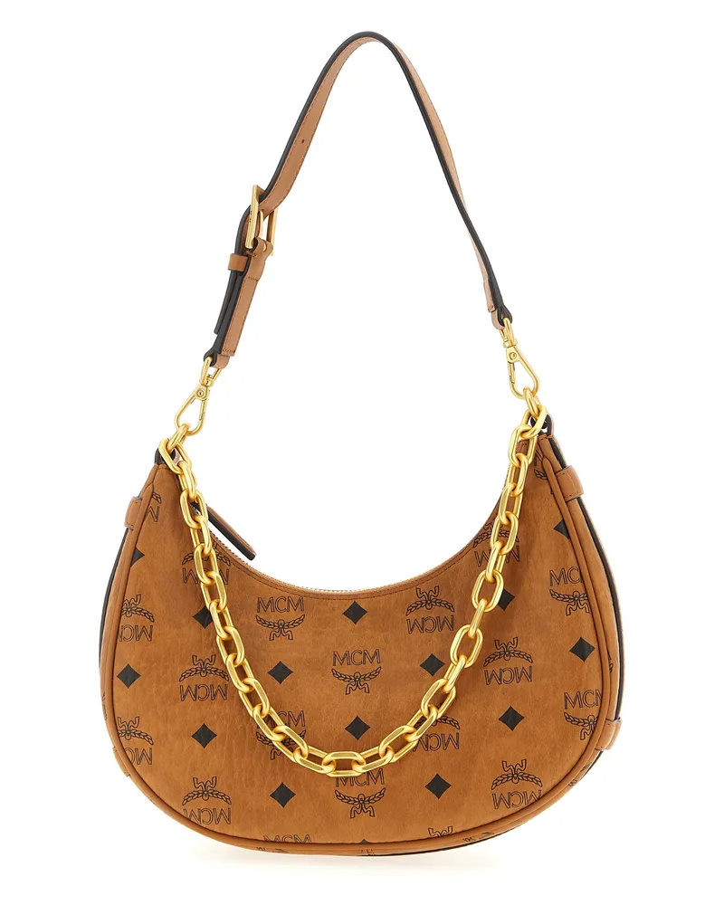 MCM Aren Crescent Hobo' Umhängetasche Brown