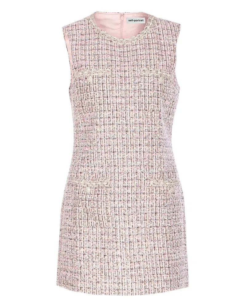 Self-Portrait Ärmelloses rosa Bouclé-Minikleid von Pink