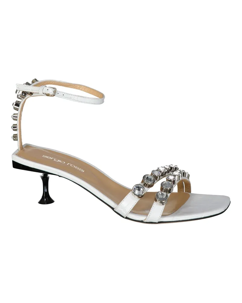 Sergio Rossi Lederkristallsandalen White