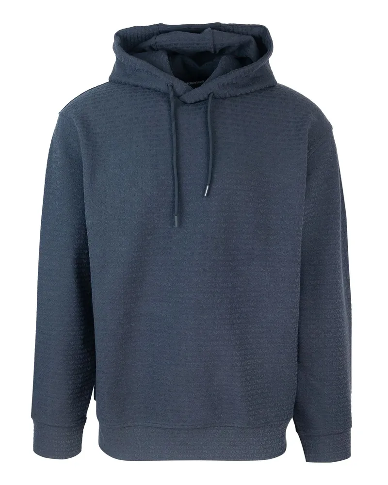 Emporio Armani Felpa Blu Con Logo Jacquard Blue