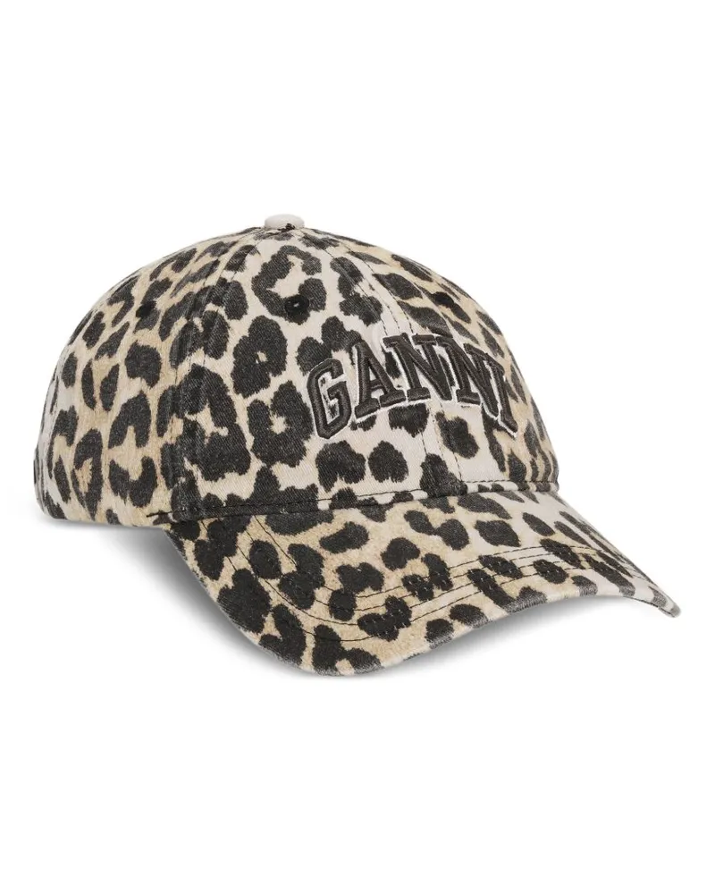 Ganni Baseballkappe aus Bio-Baumwolle Brown