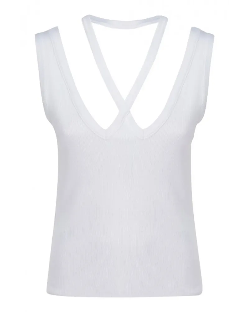 Maison Margiela MM6 gerippter Baumwolloberteil Weiß