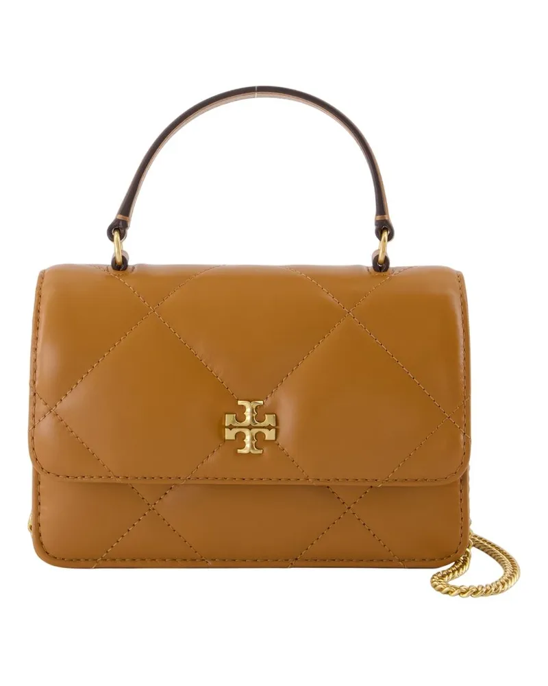 Tory Burch Kira Diamond Mini Top Griff Brieftasche auf Kette e Leder braun Braun