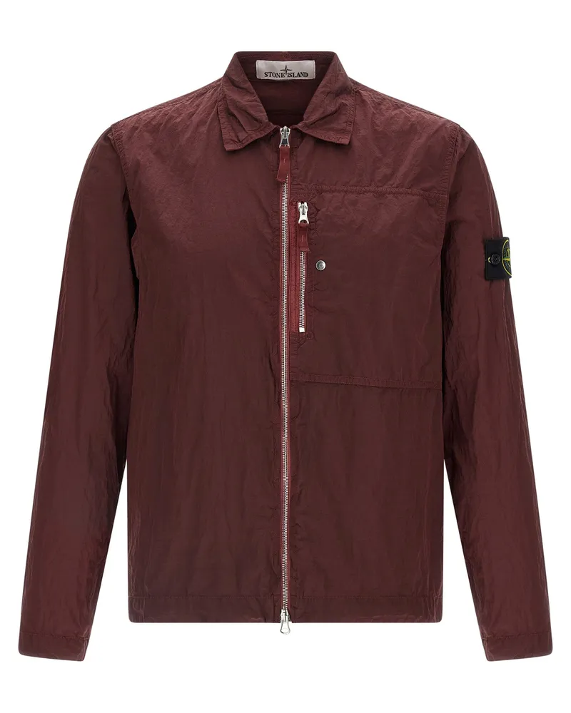 Stone Island Überhemd mit -Logoaufnäher Bordeaux