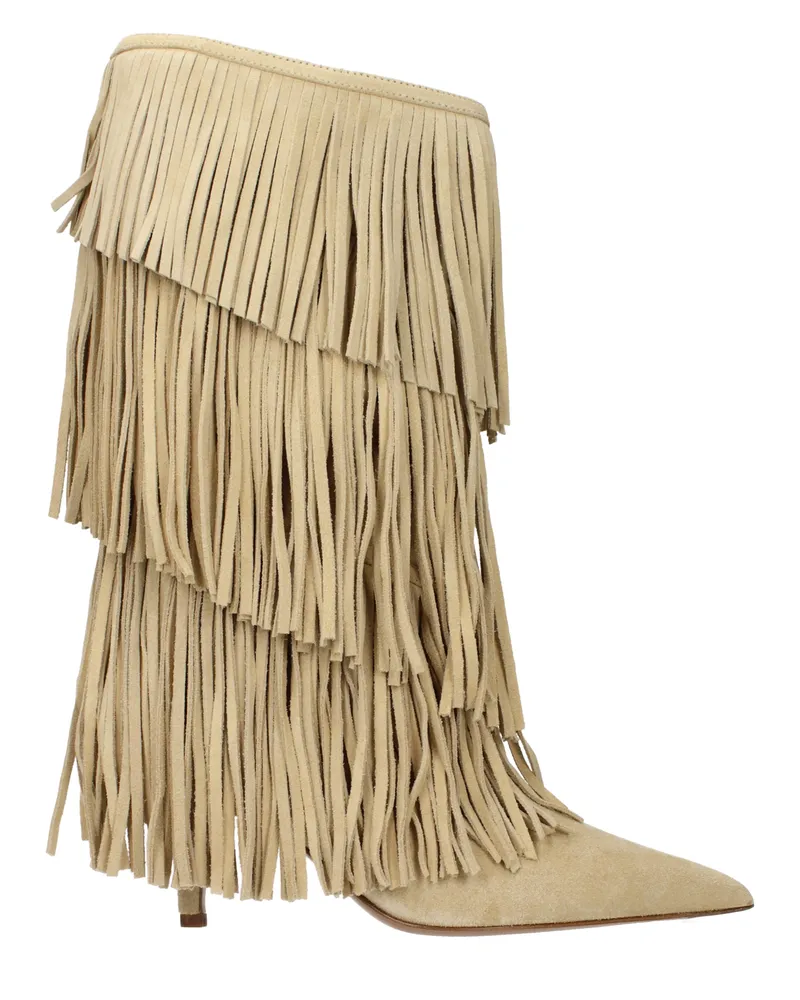 Paris Texas Damens Wildlederstiefel Beige/Ecru -