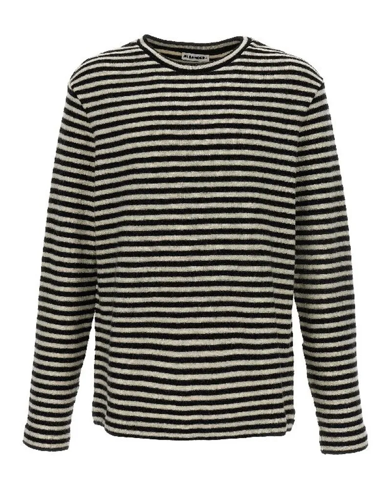 Jil Sander Jil Schleifer gestreiftes Wolle kompaktes Trikot -Trikot -Shirt White