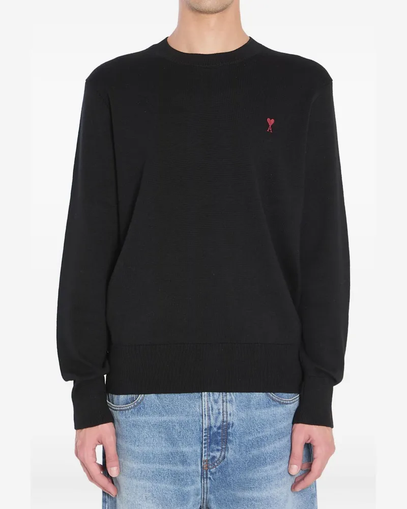 AMI Paris Ami de Coeur Wollpullover Black