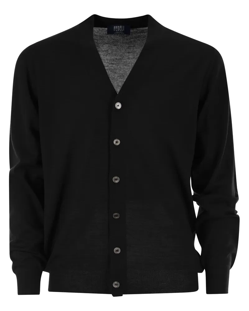 Fedeli Leichtes Virgin Woll -Strickjacken Black