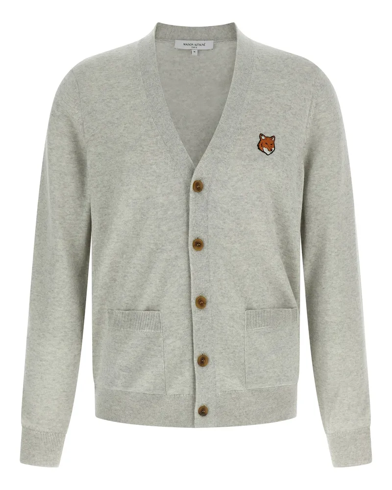 Kitsuné Strickjacke „Fox Head“ von Gray