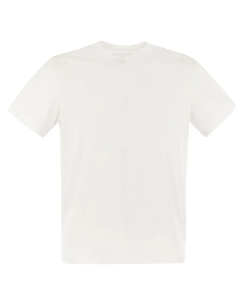 Majestic Majestätische Kurzarm -T -Shirt in Lyocell und Baumwolle White