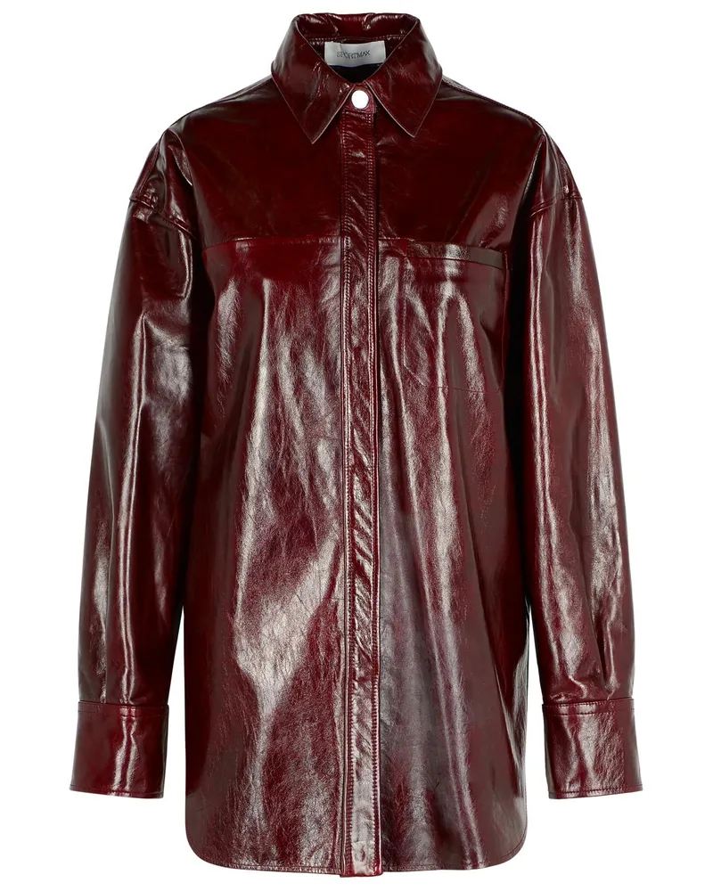 SPORTMAX Borel' übergroße Burgunder Nappa Lear -Shirt Bordeaux