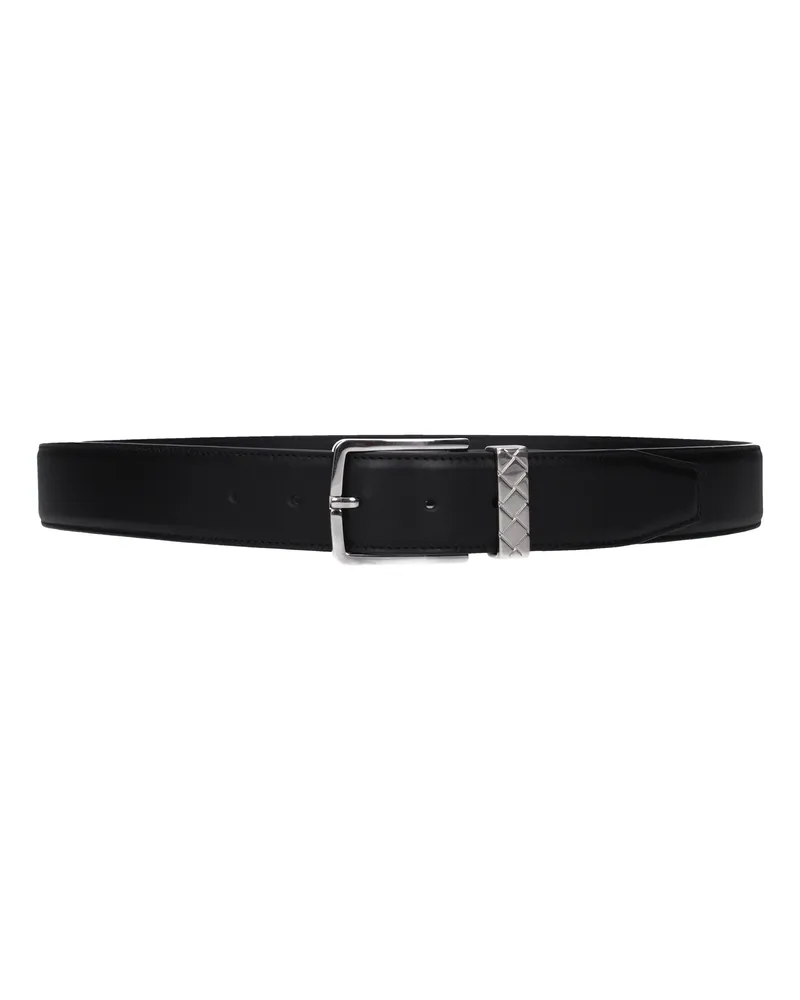 Bottega Veneta Herrens Schwarzer Ledergürtel -