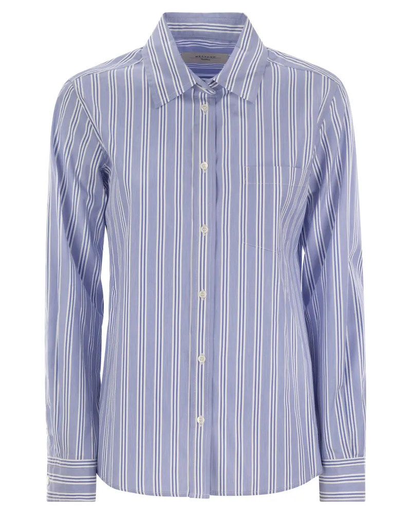 Max Mara Wochenende Max Mara Bahamas gestreiftes Baumwollpopelhemd Light