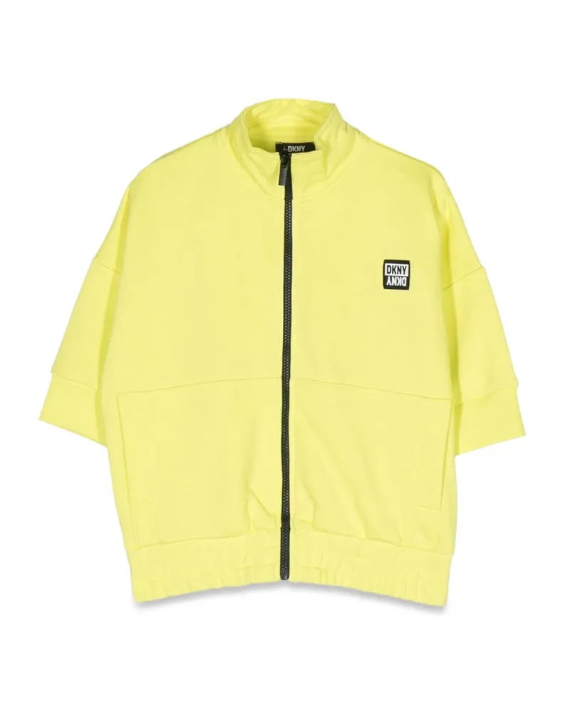 DKNY Reißverschlüsse kurzärmelige Strickjacke Yellow