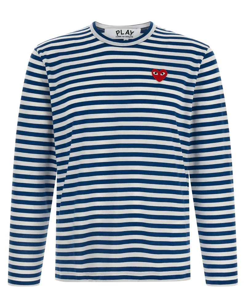 Comme des Garçons Comme des Garçons Spiel Logo Patch Stripes T -Shirt Blue