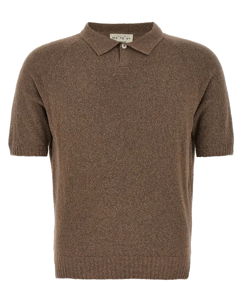 MA'RY'YA Bouclé Baumwollpolo -Hemd Beige