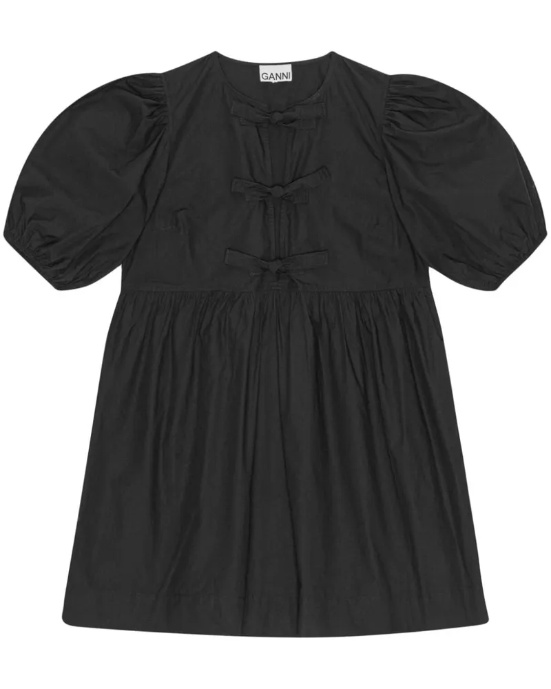 Ganni Bio -Baumwoll -Mini -Kleid Black