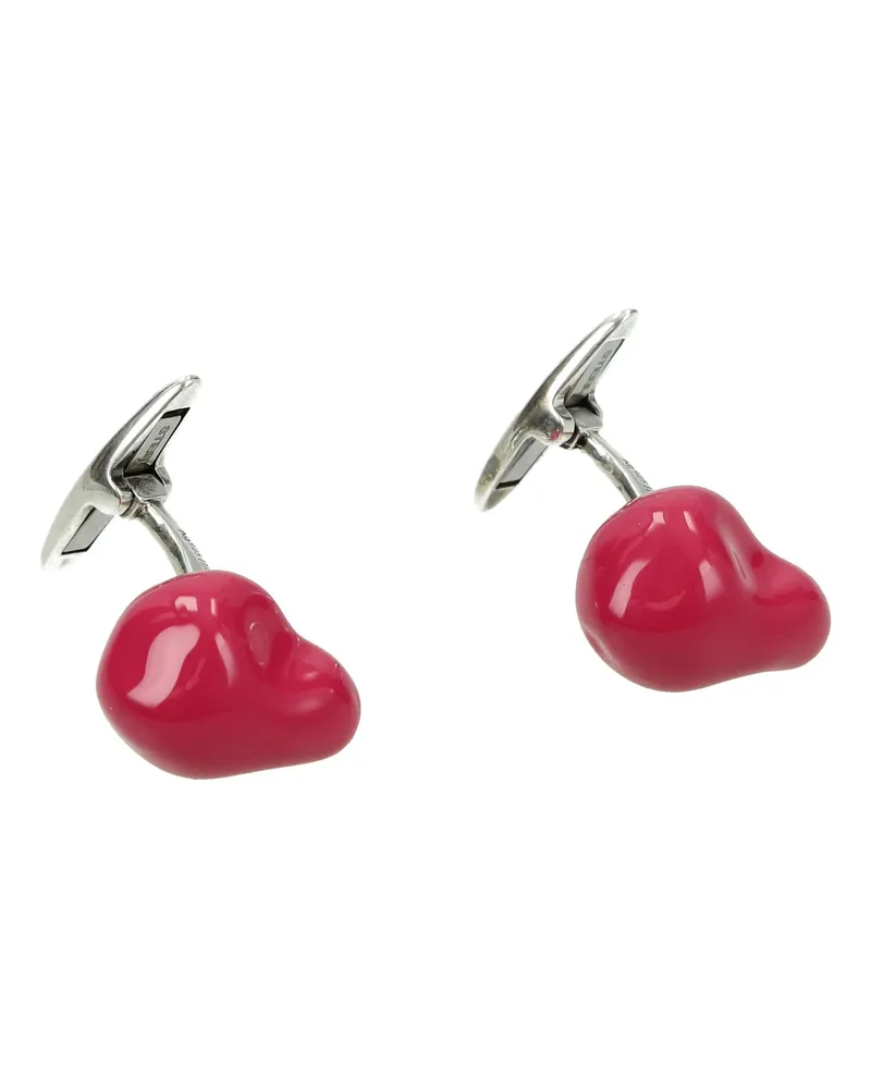 Bottega Veneta Herrens Silberne Manschettenknöpfe und Krawattenklammer in Fuchsia/Hortensie -