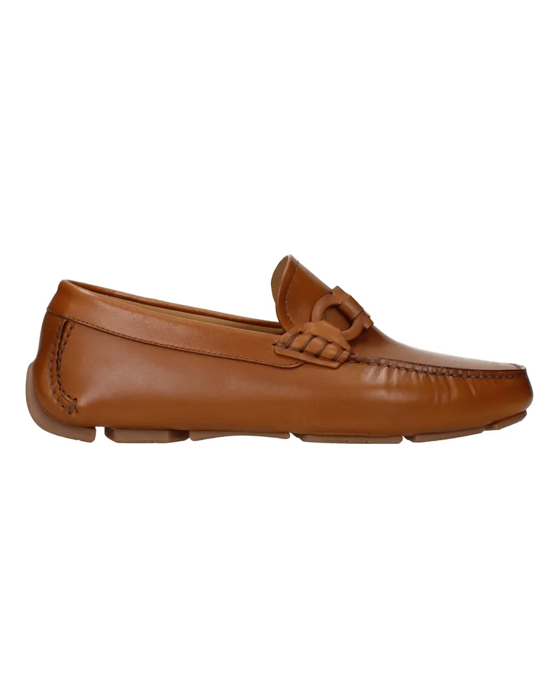 Ferragamo Byte Slipper Herrens Braun/biskuitfarbenes Leder -