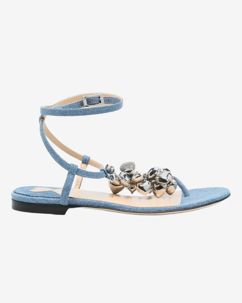 Mach & Mach Cotton und Ledersandalen Denim