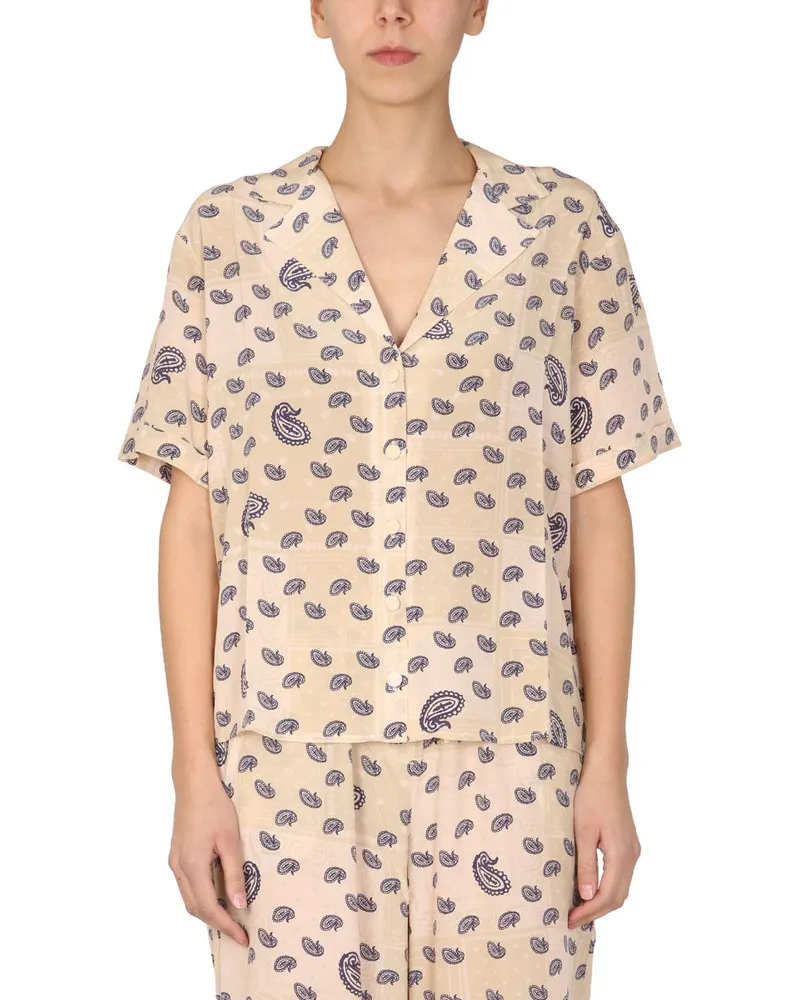 Être Cécile Paisley Druckhemd Beige