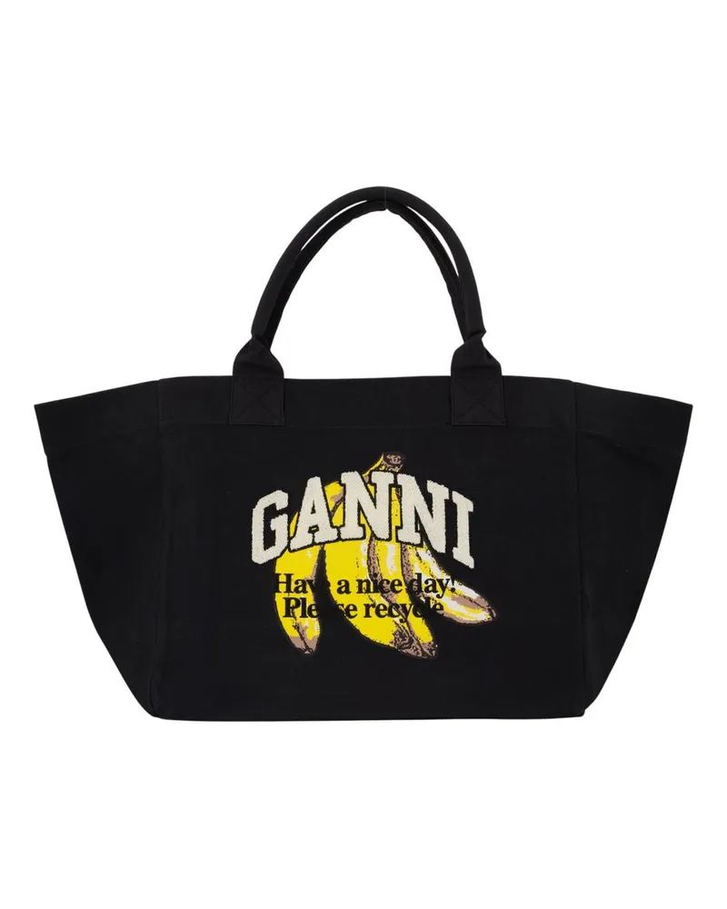 Ganni Xxl Banana Shopper Bag  Baumwollschwarz Schwarz