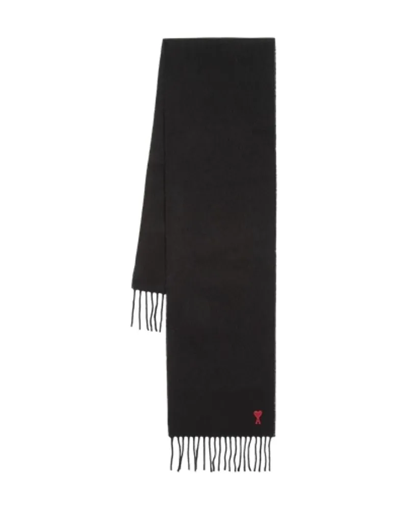 AMI Paris Red ADC Schal  Wolle schwarz Schwarz