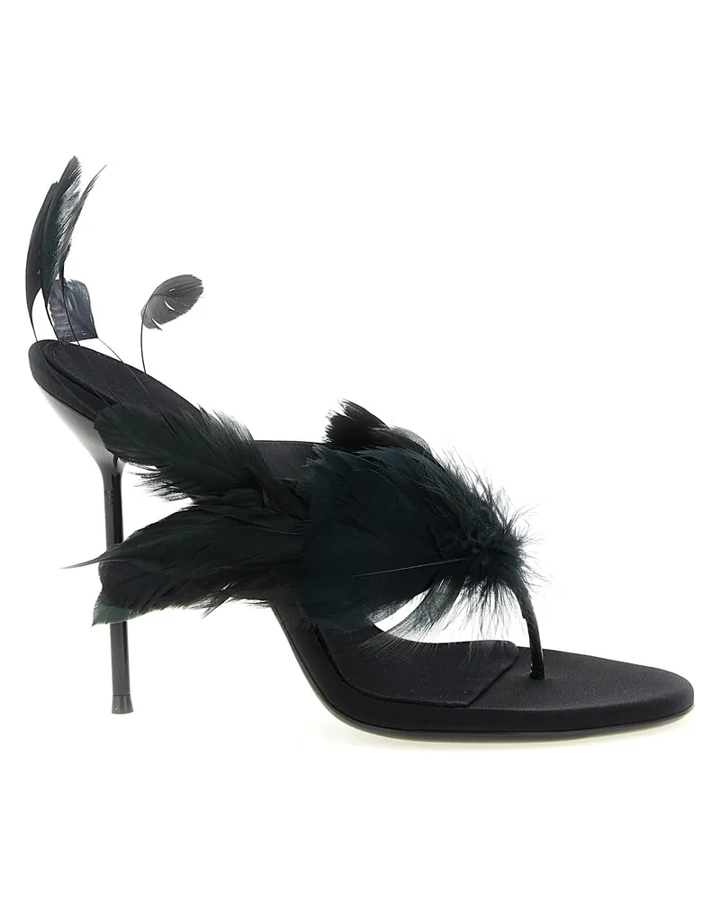 Paris Texas Lidia Feather Thong“ Pantoletten Black