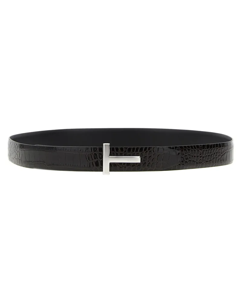 Tom Ford Reversible Crocodile Ledergürtel Brown