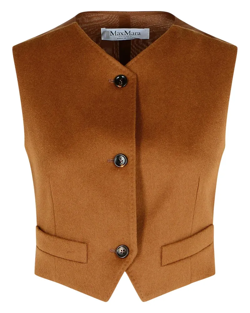 Max Mara Edda' Camel Light Lear -Weste Brown