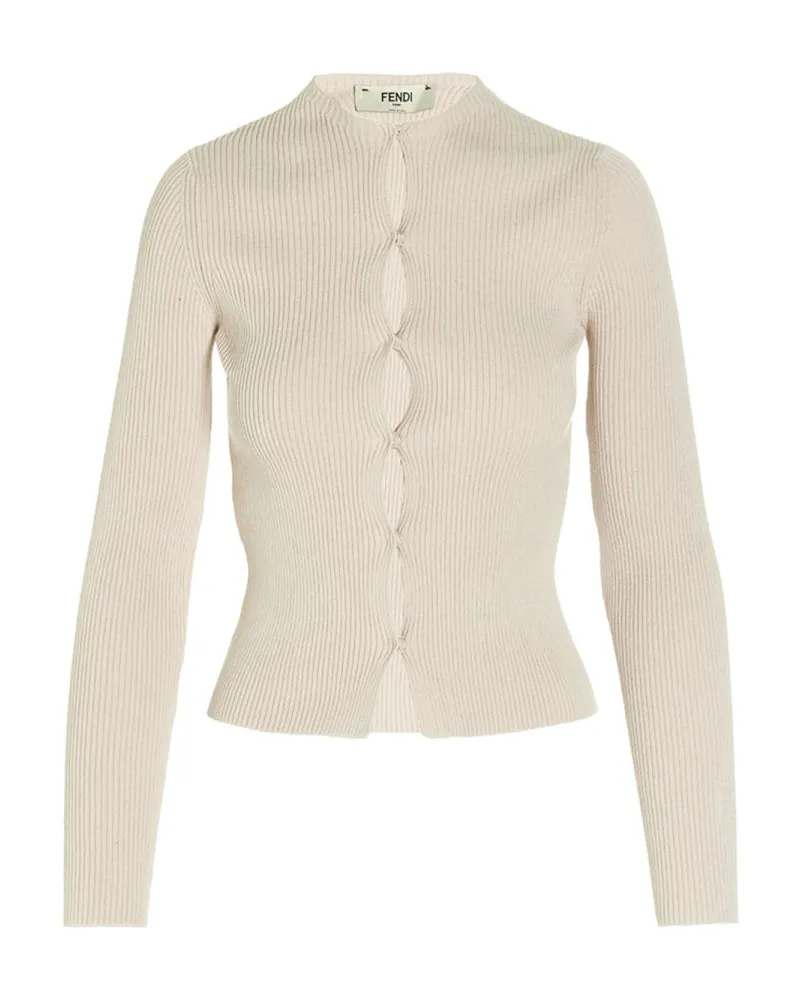 Fendi Cotton Cardigan Beige