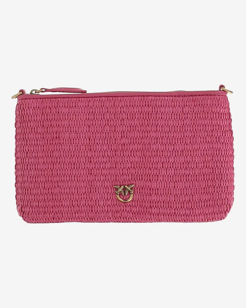 Pinko Flat Raffia -Umhängetasche Fuchsia