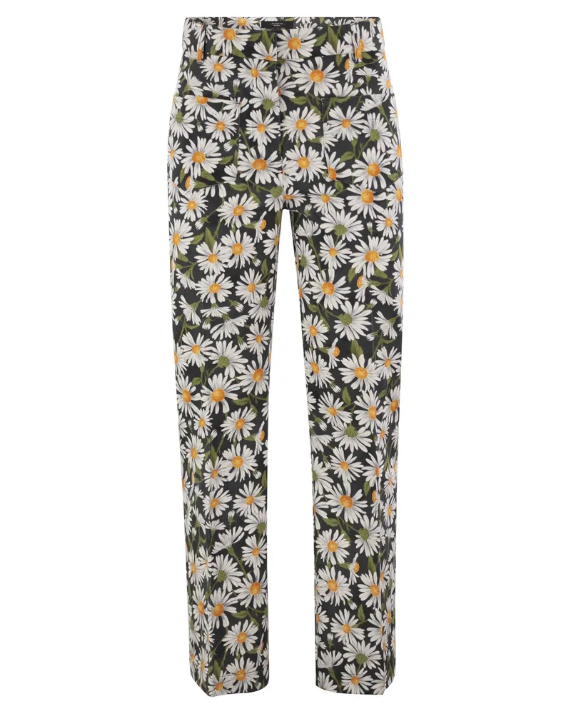 Max Mara Arten1234 gemusterte Baumwoll -Fackelhosen Black