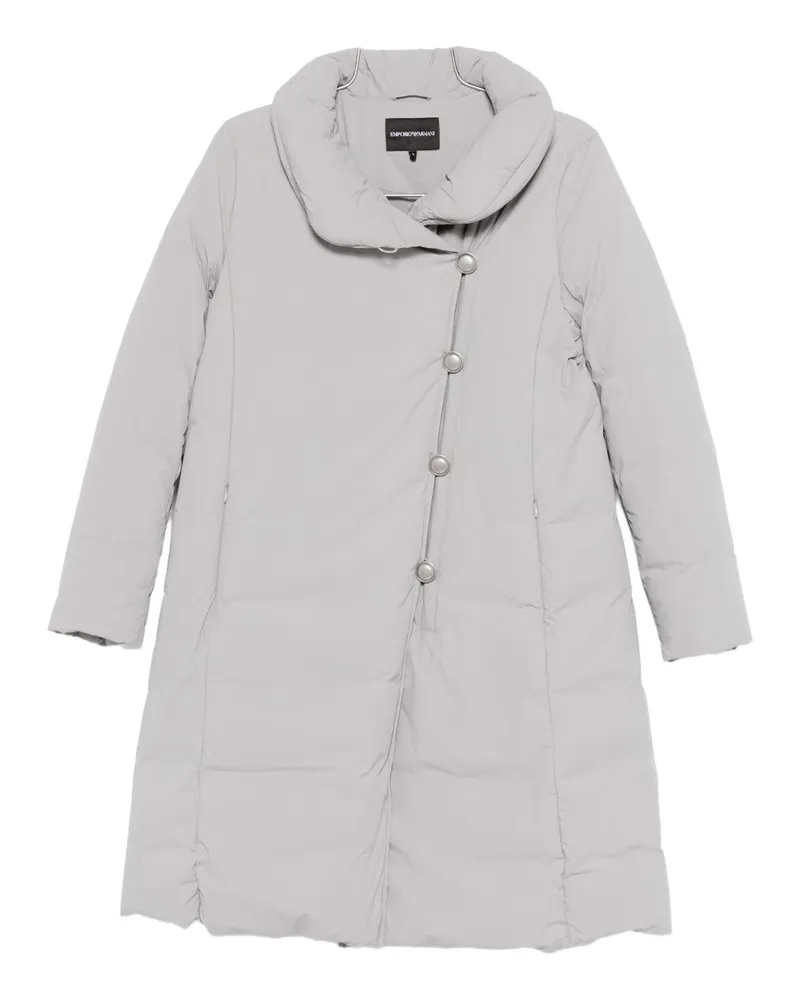 Emporio Armani Nylon Midi Daunenjacke Silver