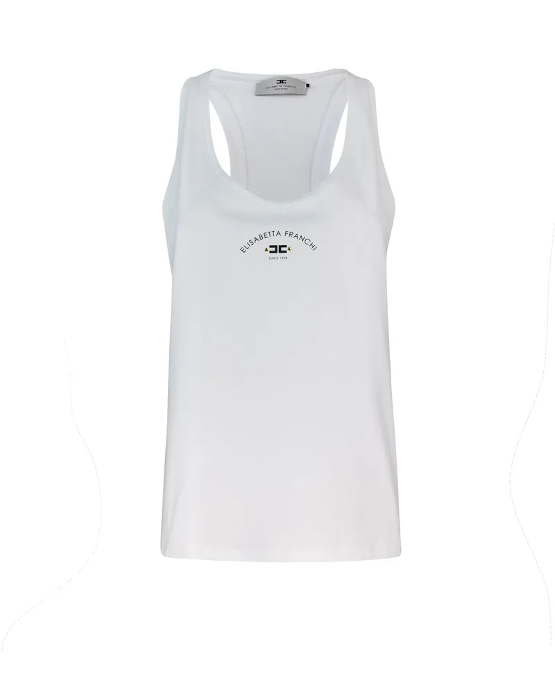 Elisabetta Franchi Canotta im Jersey Con -Logo White