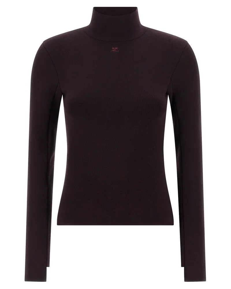 Courrèges Courreves Interlock Viskose -Pullover Bordeaux