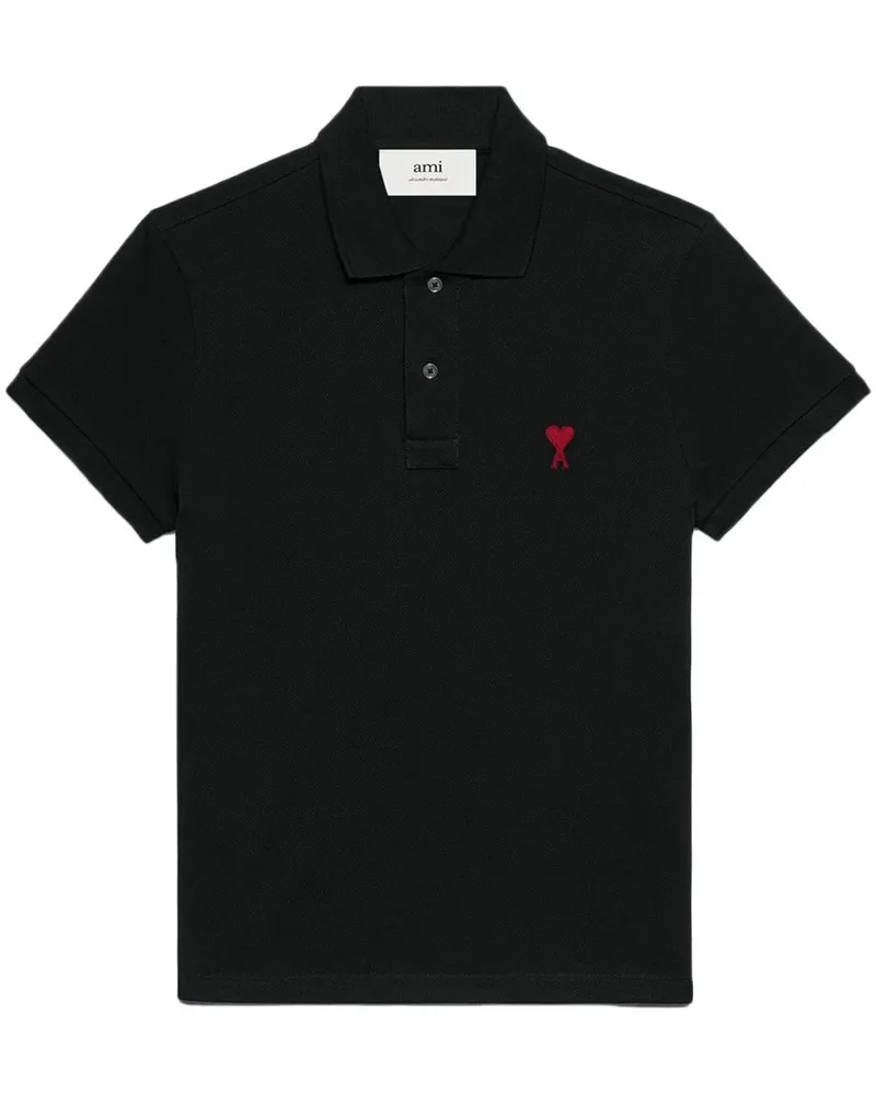 AMI Paris Ami De Coeur Baumwoll-Poloshirt Black