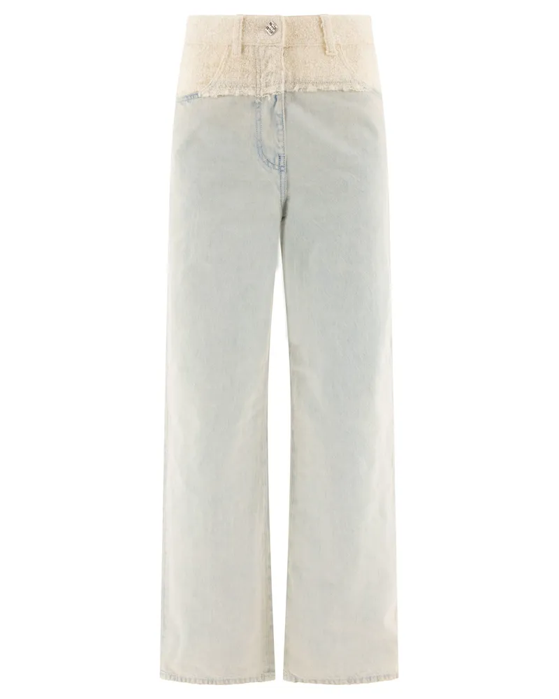 Givenchy übergroße Denim- und Tweed -gemischte Jeans mit 4 g Details Light